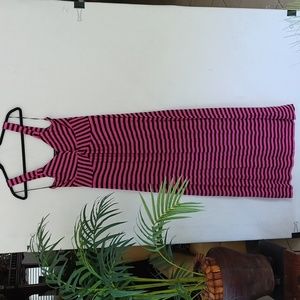 Spense Long Sundress in Black/ Fuschea Stripe  Size S/M